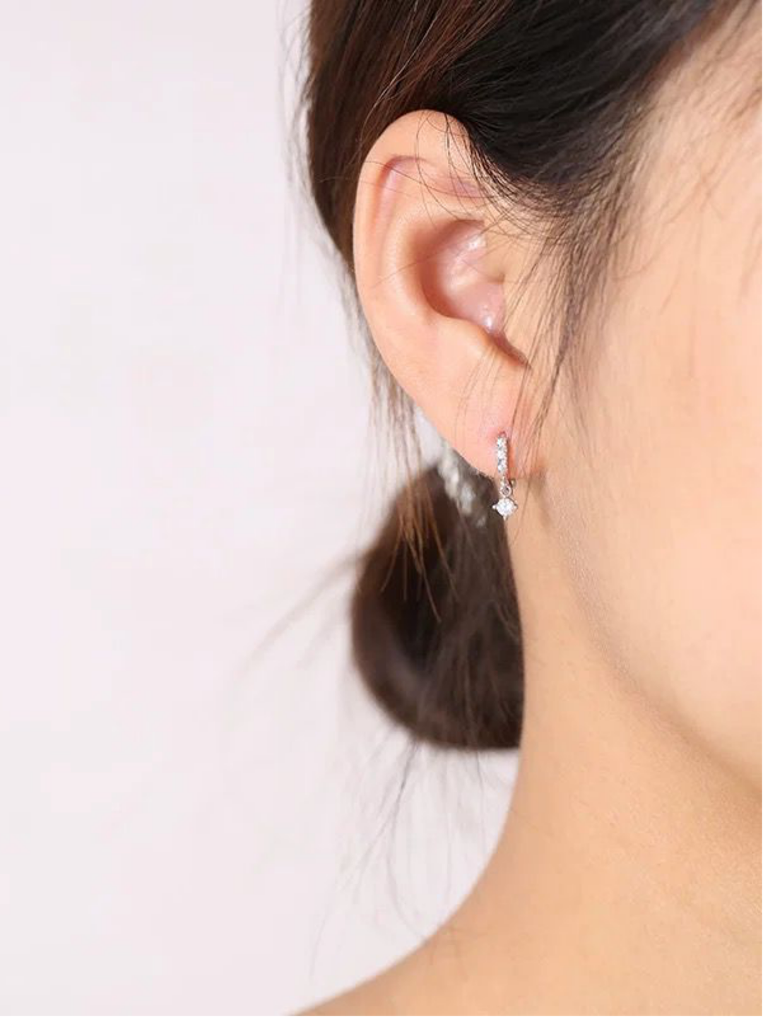 ANDREA Diamond Sterling Silver Earhoops