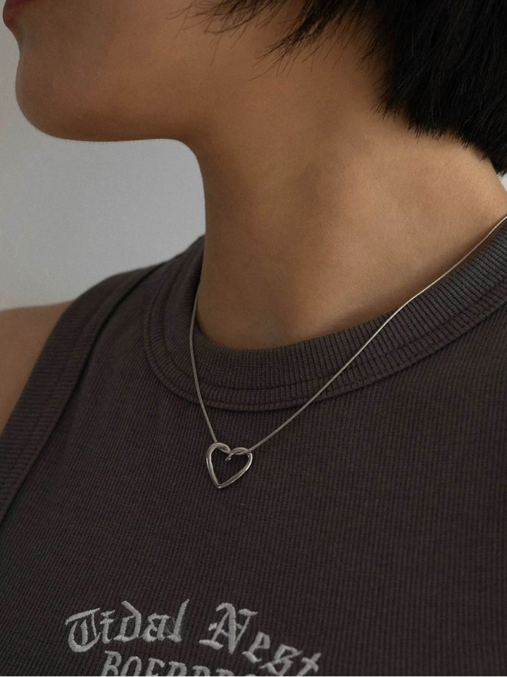 Hollow Heart Snake Chain Necklace