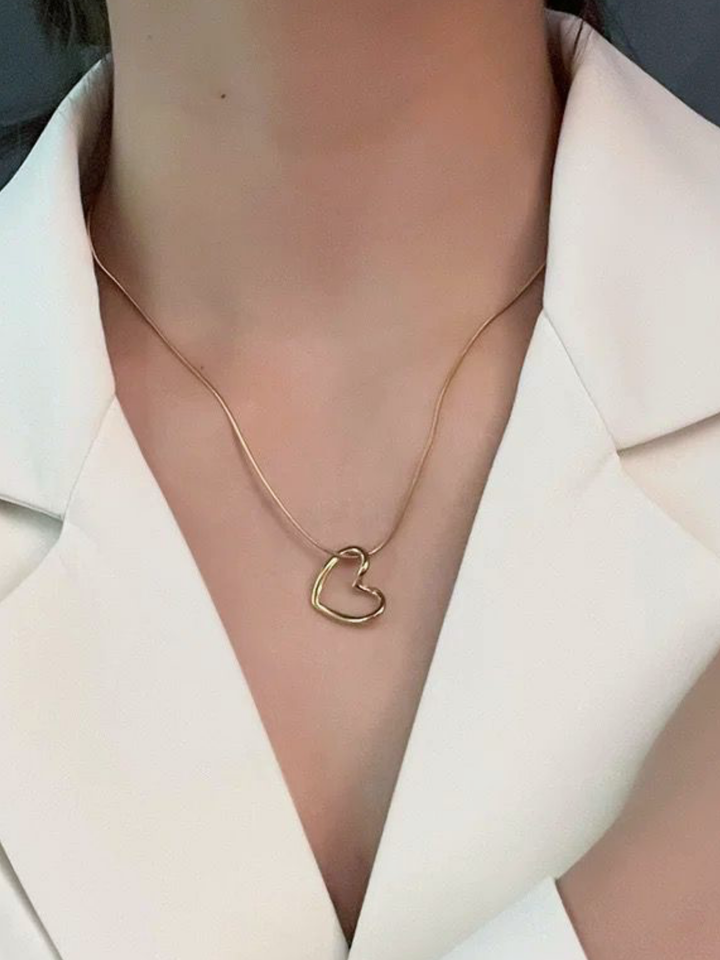 Hollow Heart Snake Chain Necklace