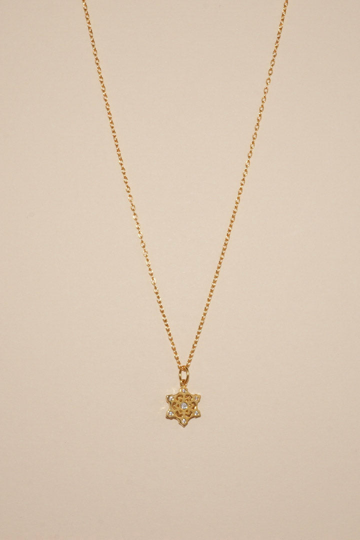 Gold Sparkling Snowflake Necklace