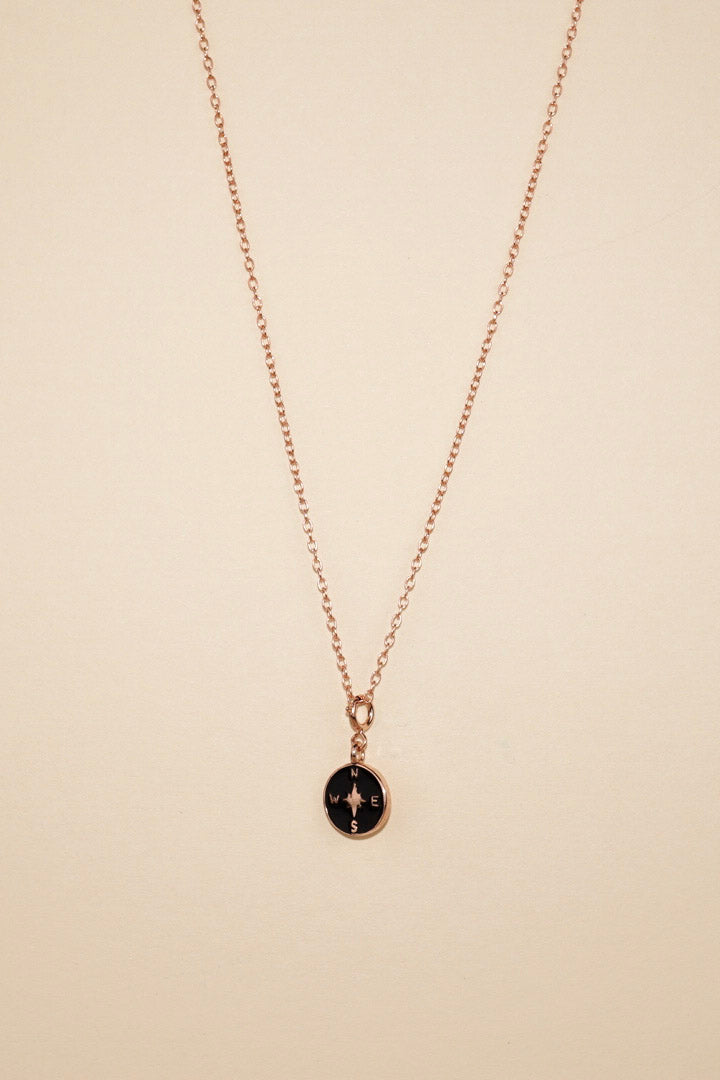 Rose gold compass necklace