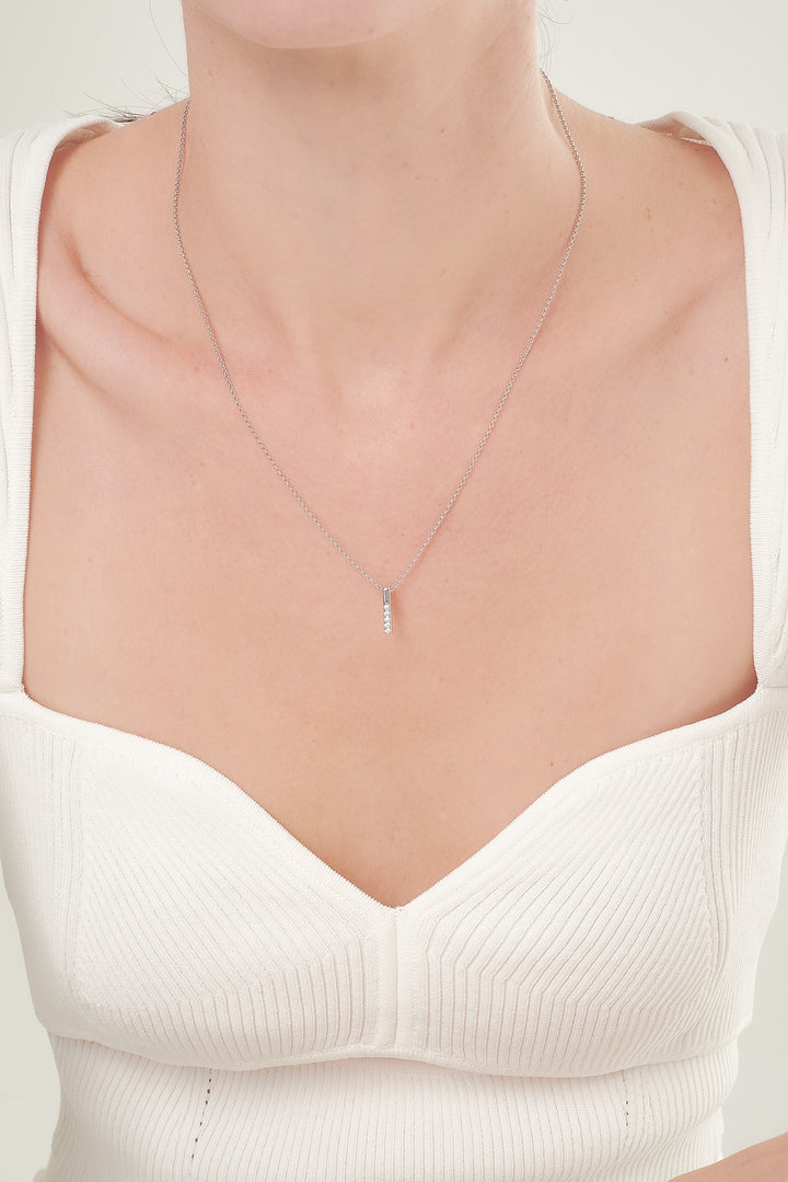 ARDEN Shiny Bar Sterling Silver Necklace - Minimalist Lab