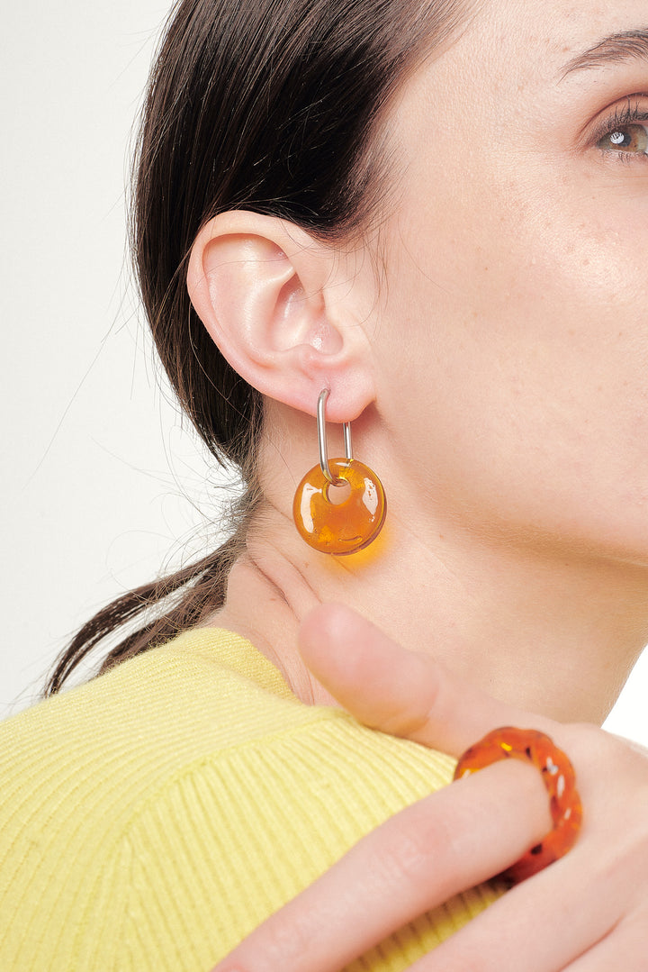 Sphere Oval Hoop Earrings