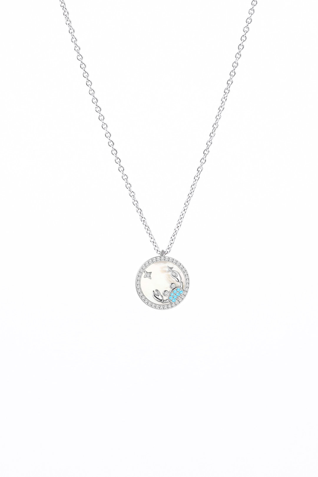 CANCER Mother of Pearl Sterling Silver Necklace