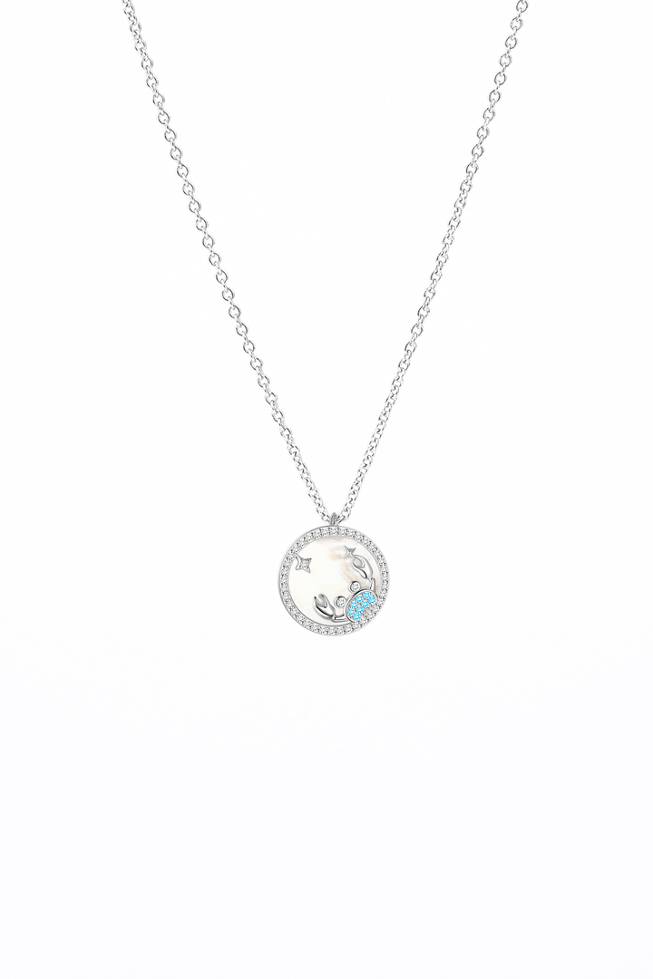 CANCER Mother of Pearl Sterling Silver Necklace