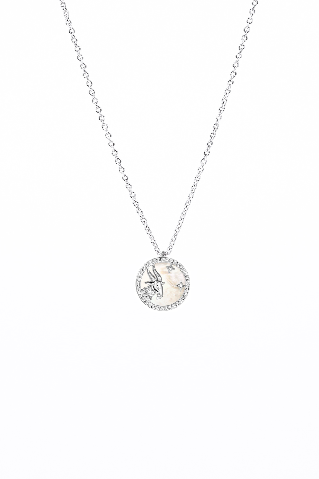 CAPRICORN Mother of Pearl Sterling Silver Necklace