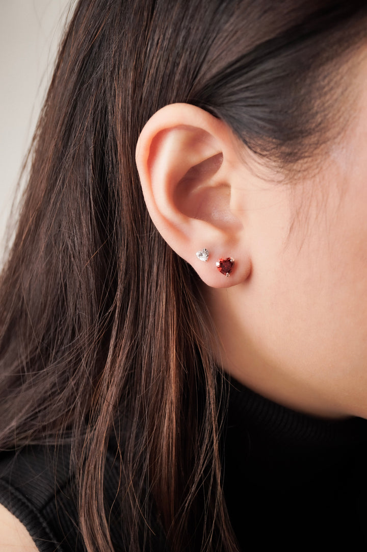 MEGAN Heart Sterling Silver Ear Studs - Minimalist Lab