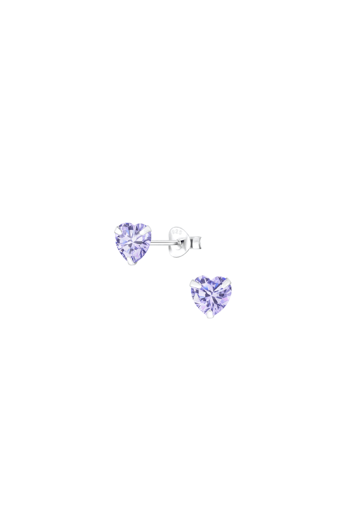 MEGAN Heart Sterling Silver Ear Studs - Minimalist Lab