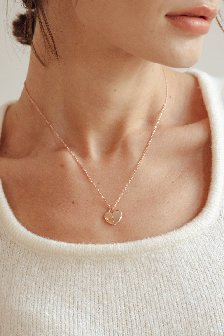 DAVINA Baby Heart Lock Sterling Silver Necklace - Minimalist Lab