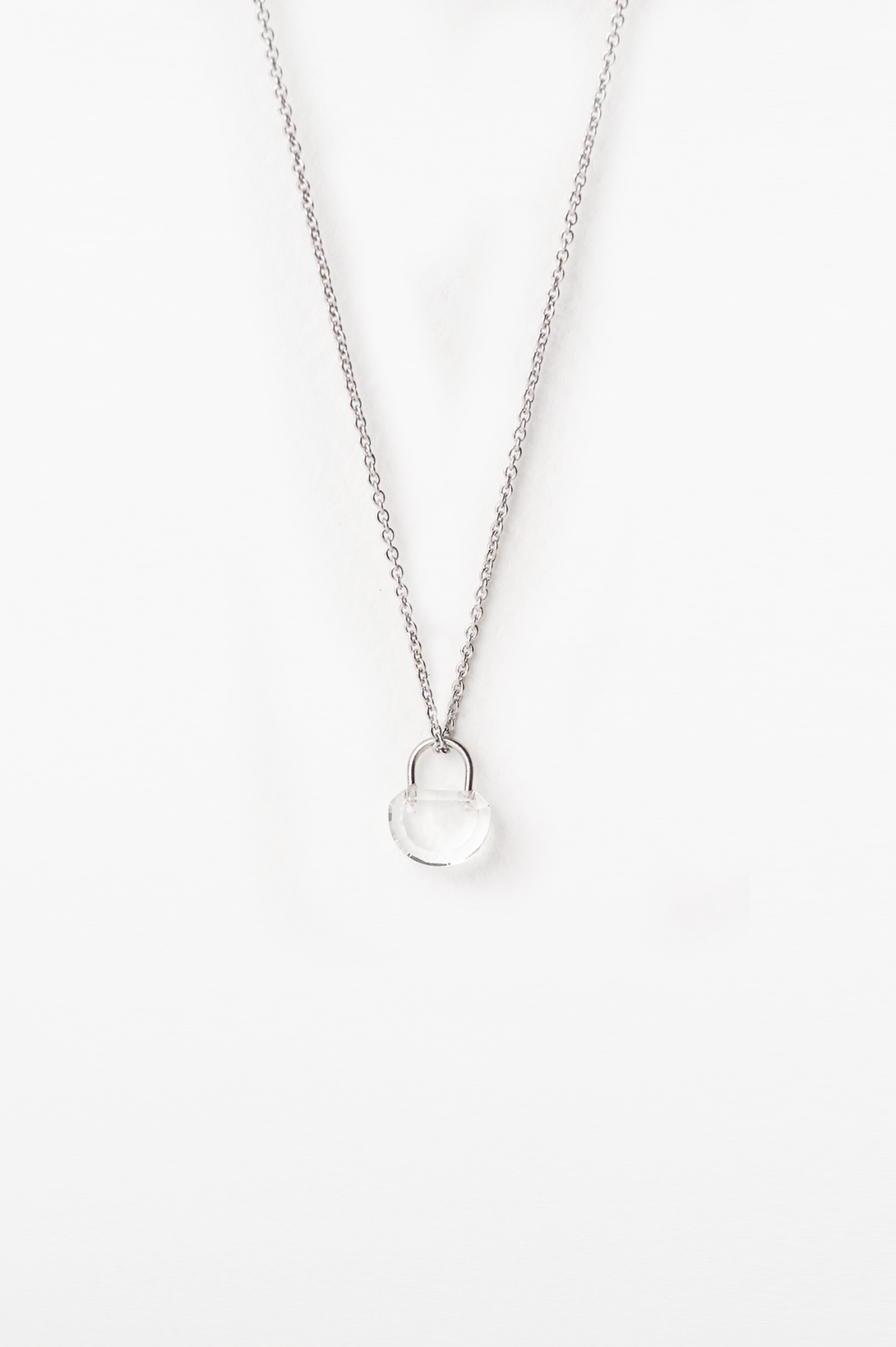 ADRIANA Glass Crystal Lock Sterling Silver Necklace – Minimalist Lab