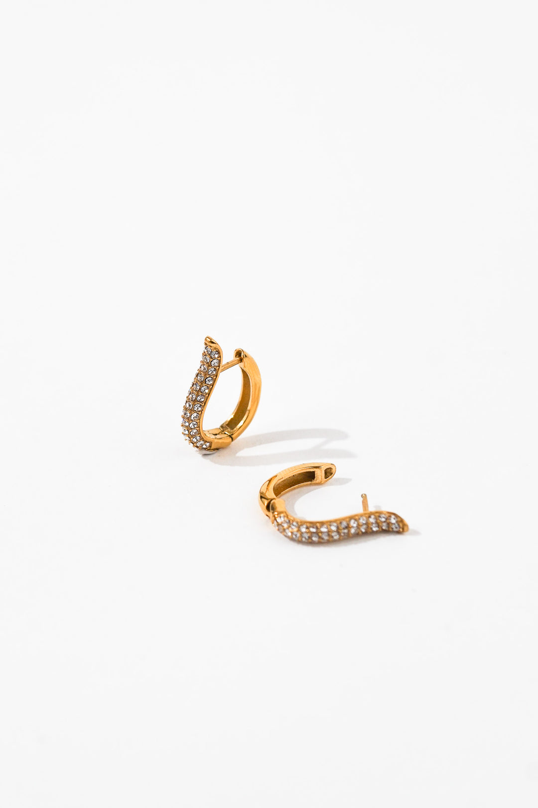 Curved U-Shaped Diamonds Hoop Earrings