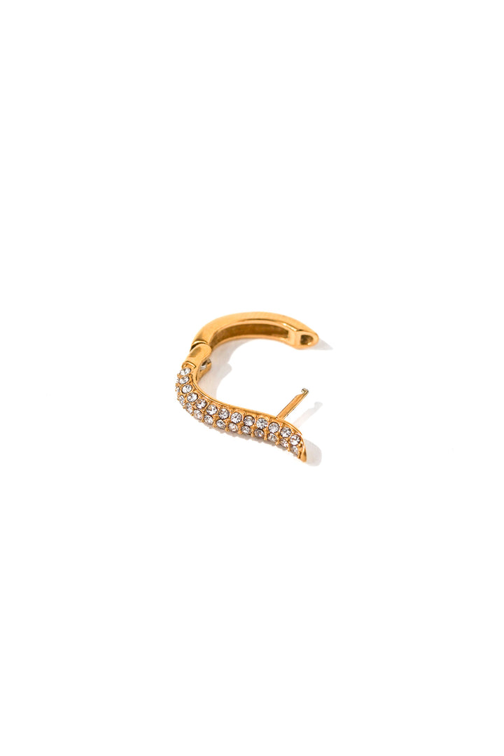 Curved U-Shaped Diamonds Hoop Earrings