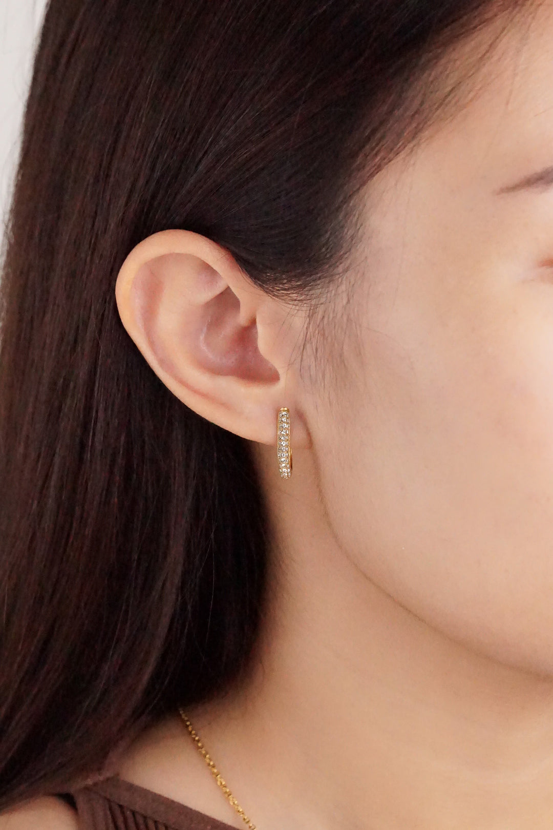 Curved U-Shaped Diamonds Hoop Earrings