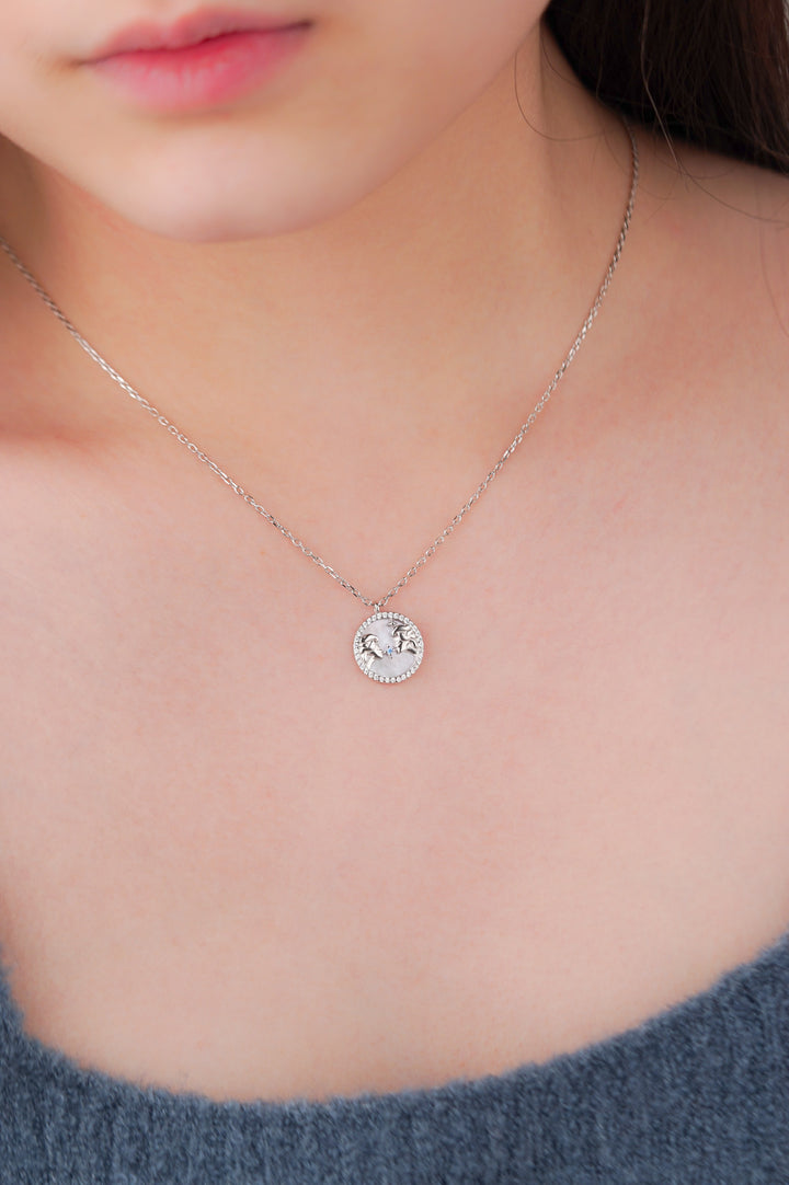 GEMINI Mother of Pearl Sterling Silver Necklace