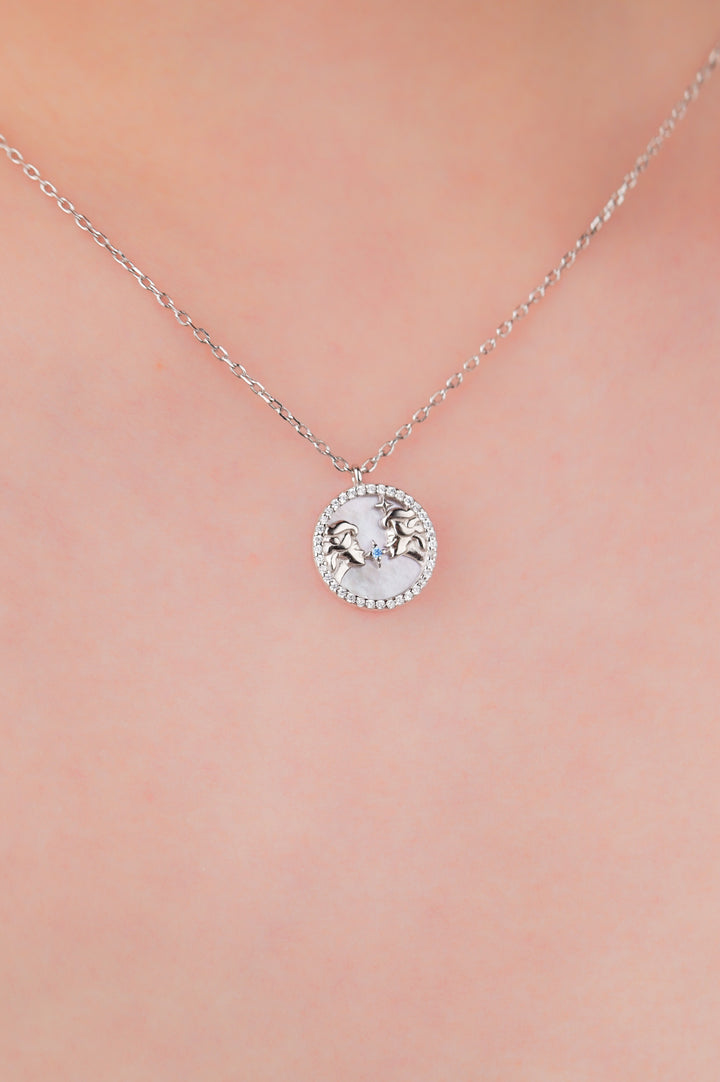 GEMINI Mother of Pearl Sterling Silver Necklace