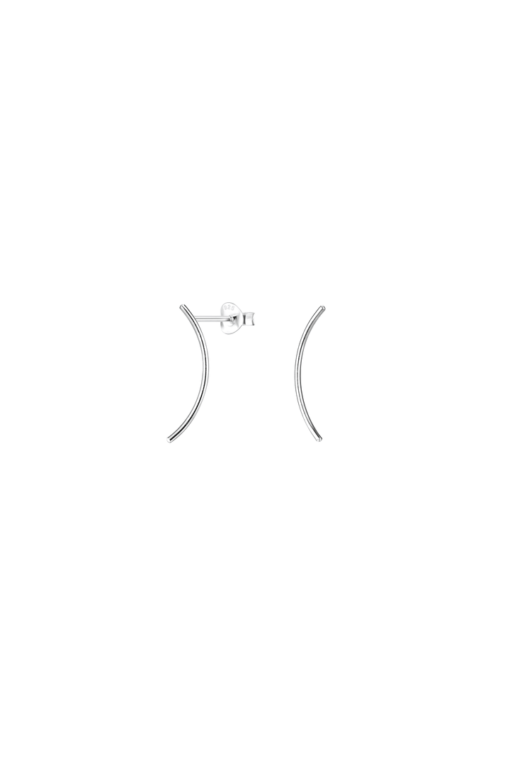 Minimal Curved Bar Sterling Silver Stud Earrings