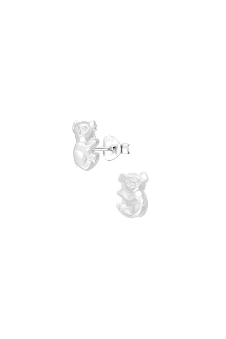 Minimal Koala Bear Sterling Silver Stud Earrings - Minimalist Lab