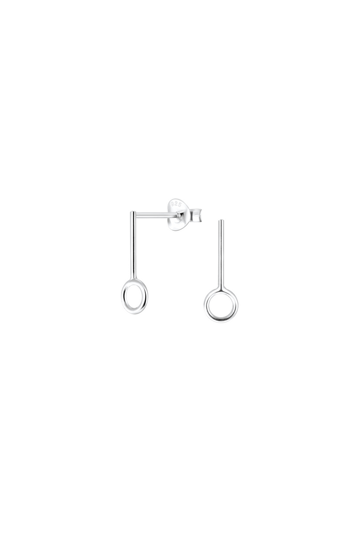 Minimal Dangle Open Circle Sterling Silver Stud Earrings