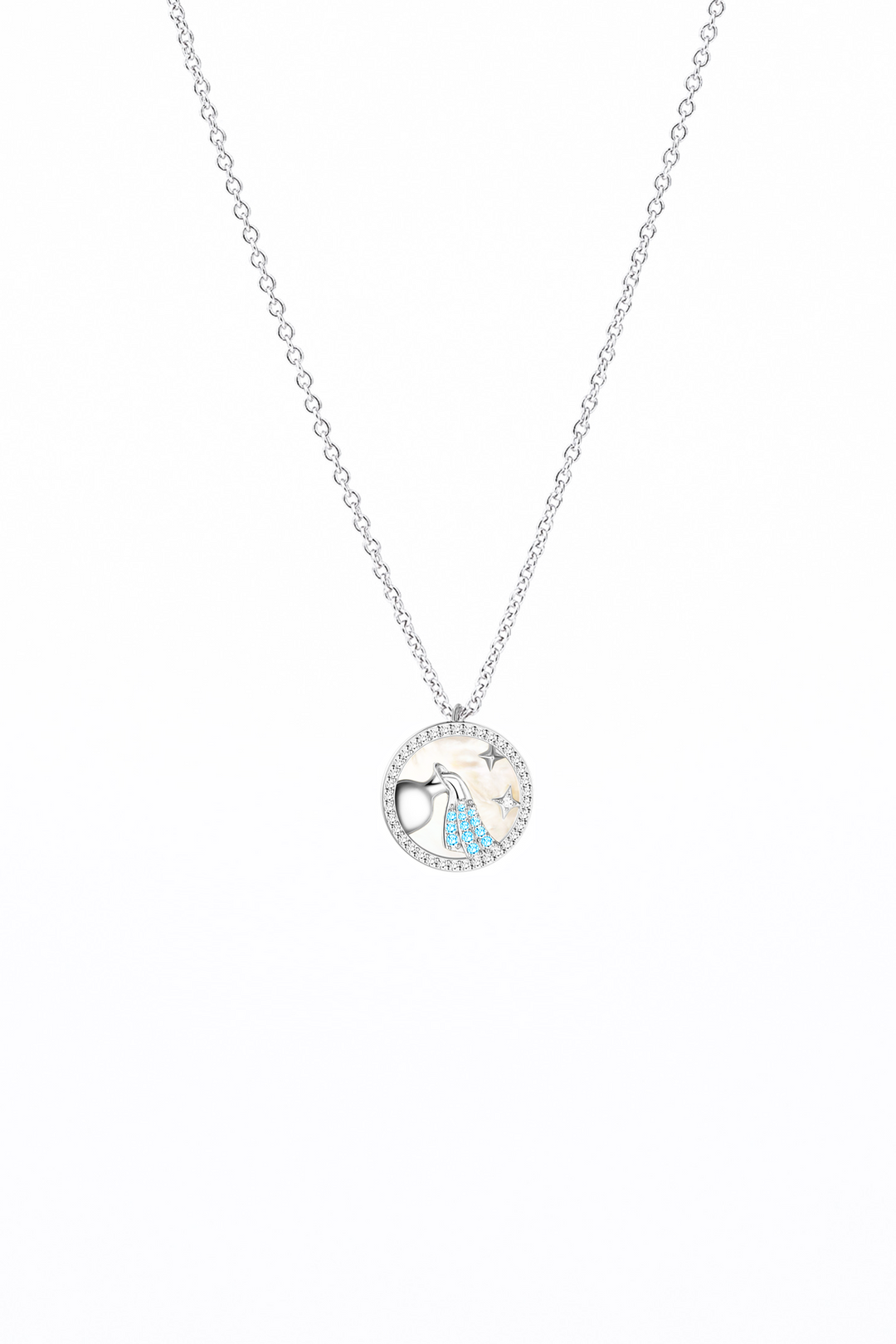 AQUARIUS Mother of Pearl Sterling Silver Necklace