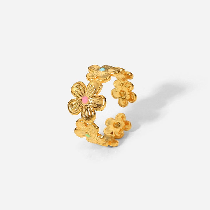 Golden Flowers Wrap Ring