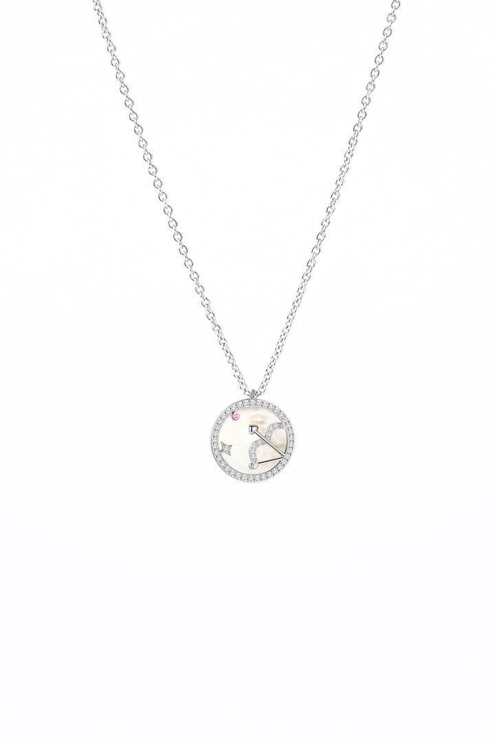 SAGITTARIUS Mother of Pearl Sterling Silver Necklace - Minimalist Lab