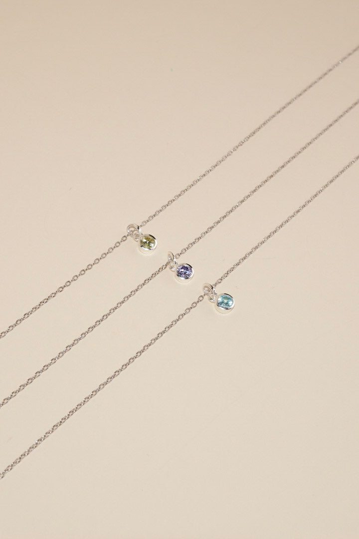 BIJOU Birthstone Sterling Silver Necklace - Minimalist Lab