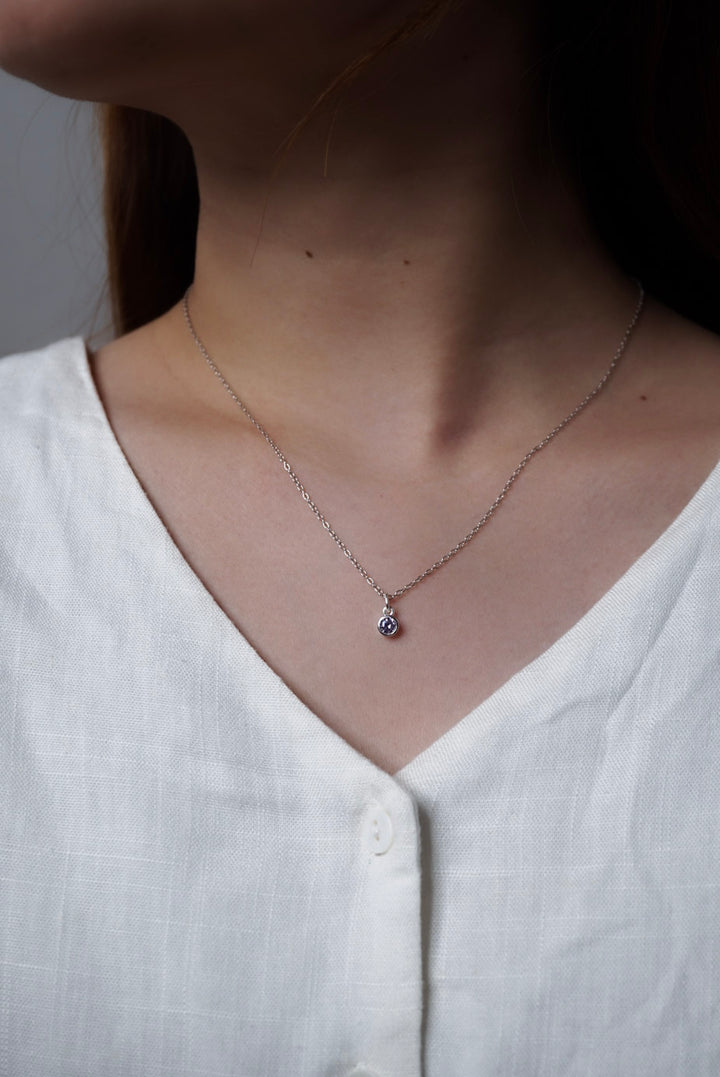 BIJOU Birthstone Sterling Silver Necklace - Minimalist Lab