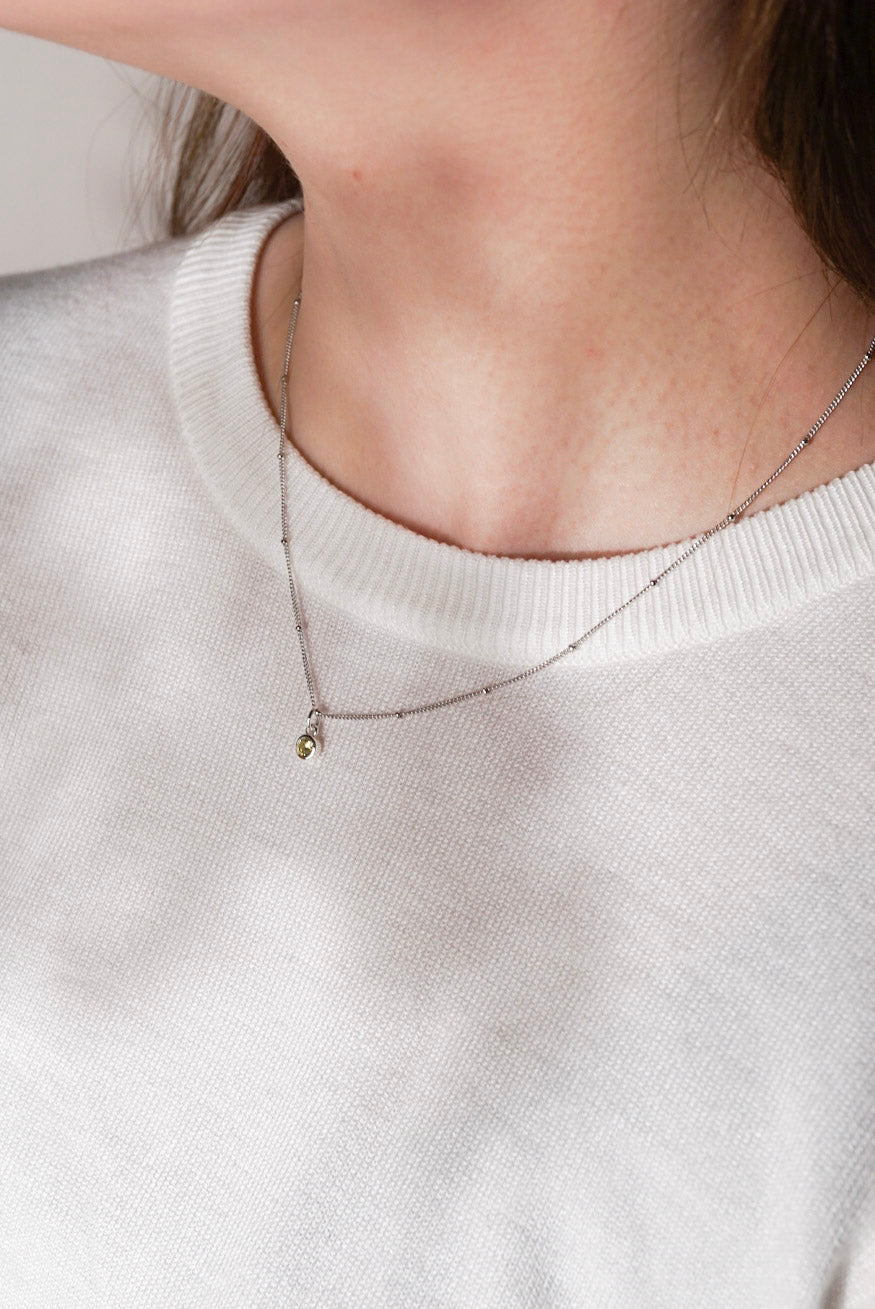 BIJOU Birthstone Sterling Silver Necklace - Minimalist Lab